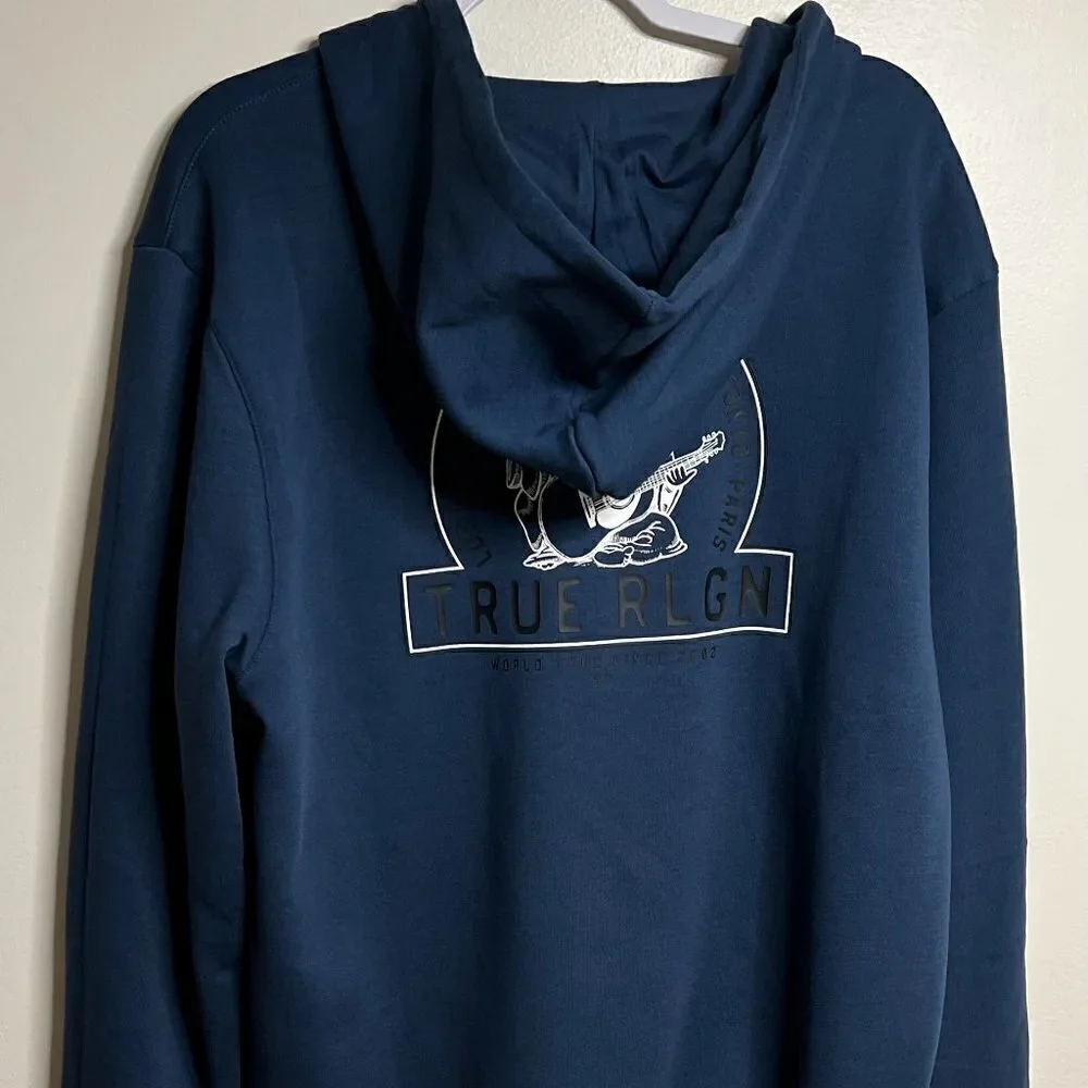 Religion BUDDHA ZIP HOODIE In Navy Blue Size XL